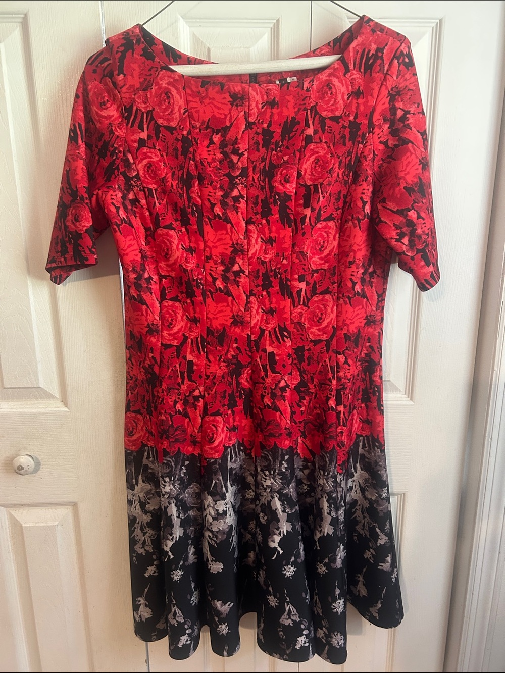 Taylor Red and Black Floral Dress.   Size 16